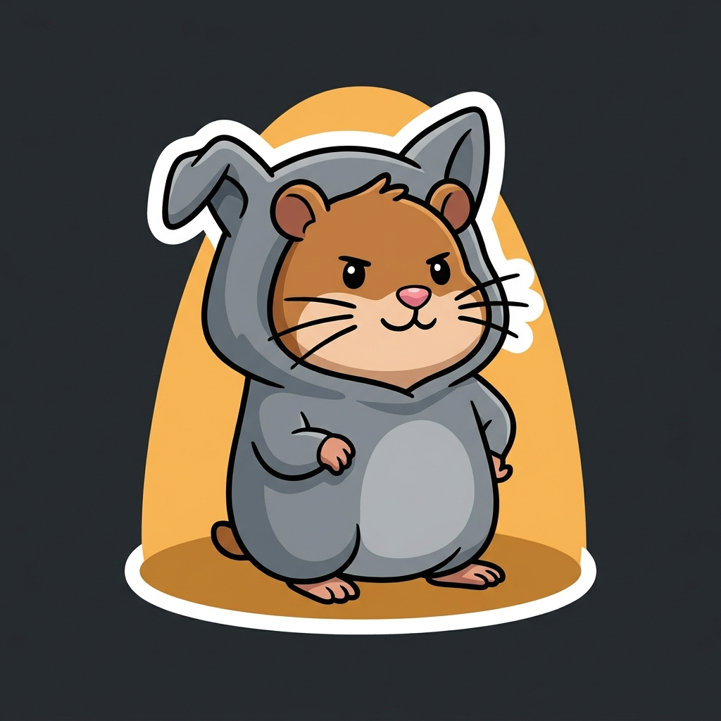 A hamster in a cat costume